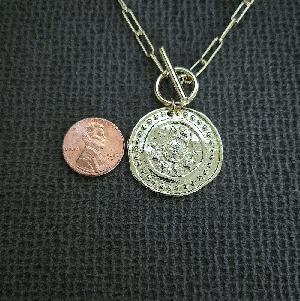 Mia Fiore Gold💛 Aztec🦅🐍🌵 Medallion🏅 Chain⛓️ Necklace - NWT - Picture 7 of 16